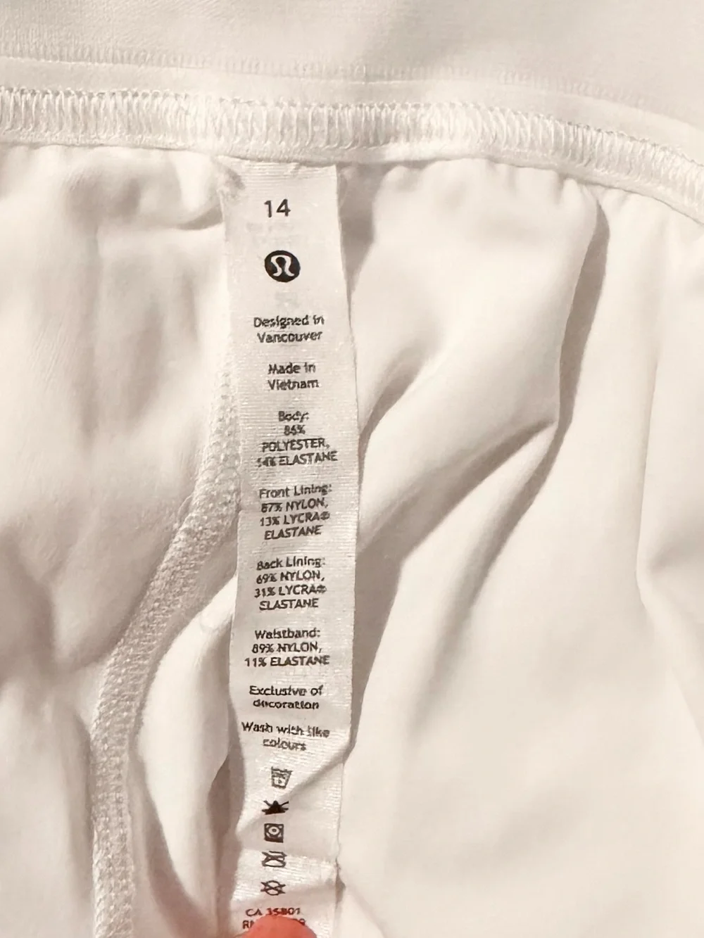 Lululemon Court Rival High Rise Skirt *Tall White Size 14 Like New